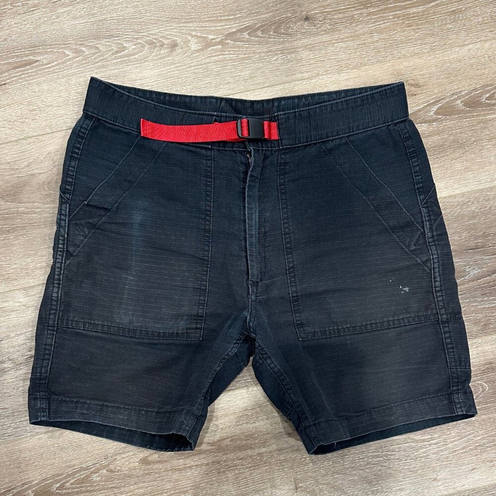 Topo Designs Black Athletic Shorts with Red Accent